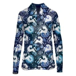 Ovation Kids' Altitude II Print Sun Shirt - Blue Whimsical Horses