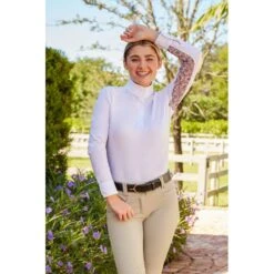RJ Classics Women's Carly 37.5 Show Shirt - White/Purple Paisley -Equestrian Supplies 624303 800 800