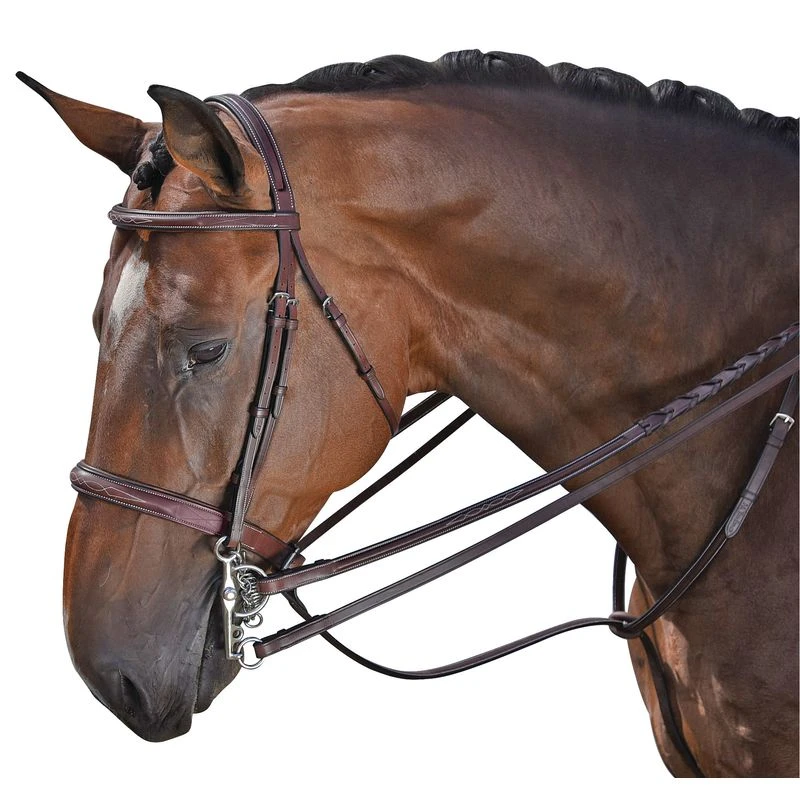 M. Toulouse Platinum Devon Snaffle Hunter Bridle - Chocolate 3 M. Toulouse Platinum Devon Snaffle Hunter Bridle - Chocolate