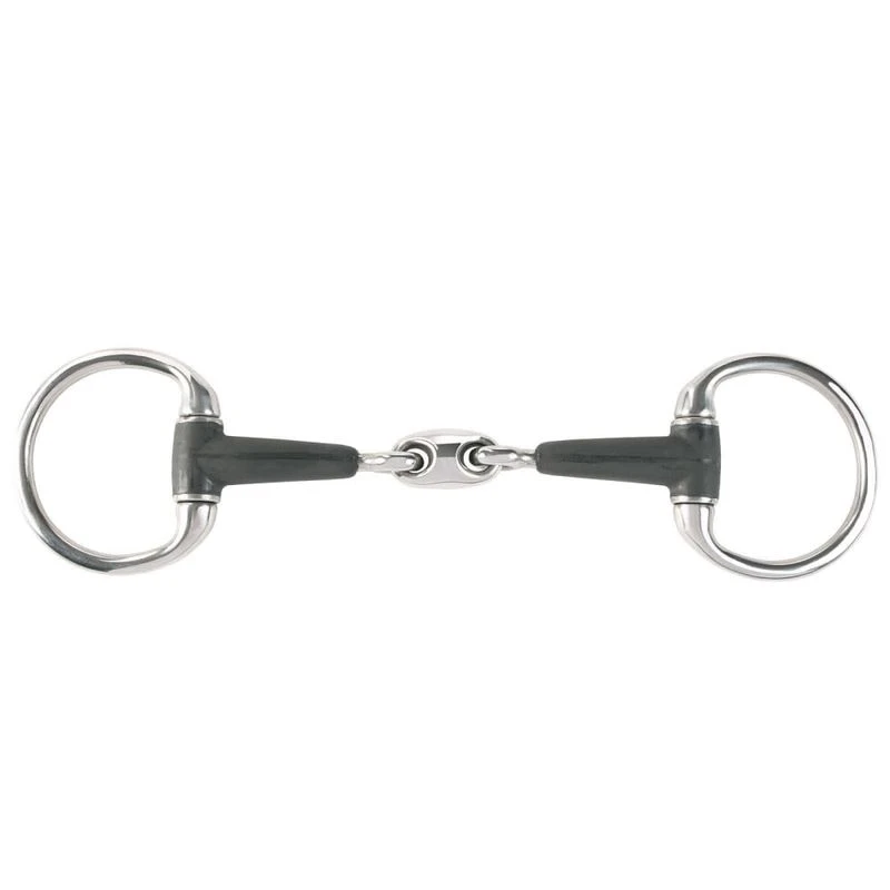 Horze Rubber Oval Link Eggbutt Snaffle Bit - Black 3 Horze Rubber Oval Link Eggbutt Snaffle Bit - Black
