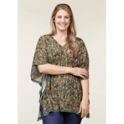 EQL Women's Daydream Gauze Tunic - Cypress Hoofprint Meadow -Equestrian Supplies 644604 800 800