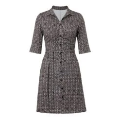 EQL Women's Belted Knit Dress - Black Bit Geo 9 EQL Women's Belted Knit Dress - Black Bit Geo -Equestrian Supplies 644679 800 800