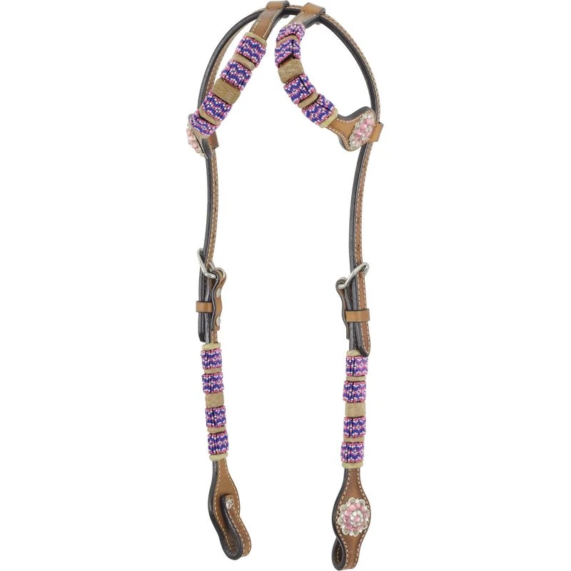 Western Rawhide Pink/Crystal Ear Headstall - Golden 3 Western Rawhide Pink/Crystal Ear Headstall - Golden