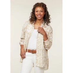 EQL Women's Soft Touch Print Button Up Shirt - Latte Countryside 9 EQL Women's Soft Touch Print Button Up Shirt - Latte Countryside -Equestrian Supplies 650518 800 800