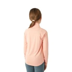 Horze Kids' Lola Long Sleeved Half Zip Tech Shirt - Shrimp Pink -Equestrian Supplies 650982 800 800