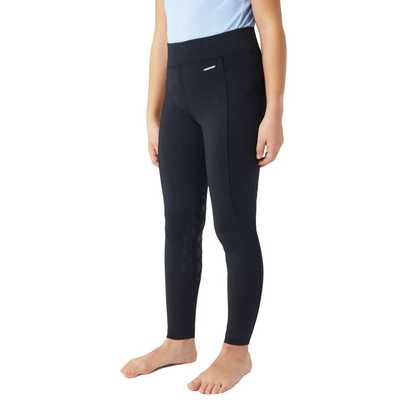 Horze Kids' Yana Knee Patch Tights - Dark Navy 4 Horze Kids' Yana Knee Patch Tights - Dark Navy - Image 2