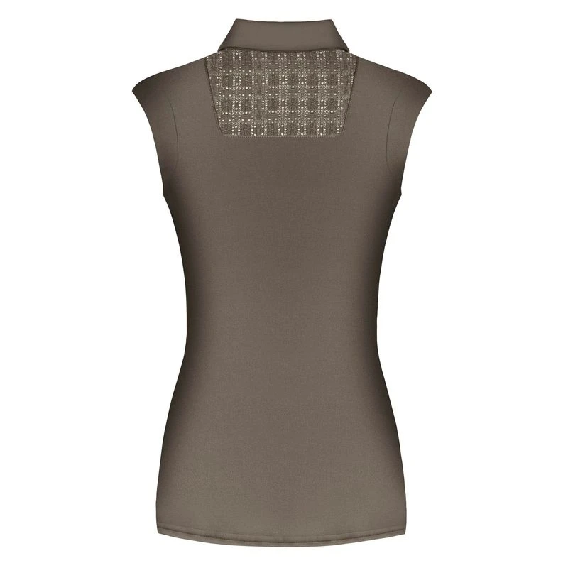 Fair Play Women's Alina Sleeveless Polo Shirt - Taupe Grey 4 Fair Play Women's Alina Sleeveless Polo Shirt - Taupe Grey - Image 2