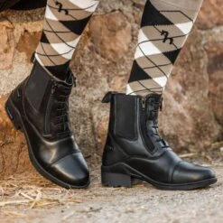 Horze Women's Kingston Paddock Boot W/Two Zip Front - Black -Equestrian Supplies 670683 800 800