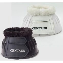Centaur Fleece Cuff Bell Boots-White - Black -Equestrian Supplies 676544 800 800