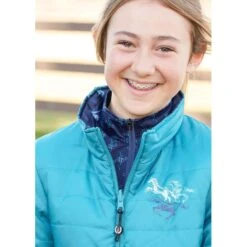 Kerrits Kids' Pony Tracks Reversible Quilted Jacket - Ink Run Free/Peacock -Equestrian Supplies 682766 800 800
