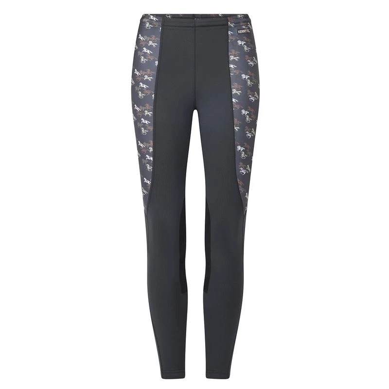 Kerrits Kids' Knee Patch Performance Tights - Black/Black Mini Run Free 3 Kerrits Kids' Knee Patch Performance Tights - Black/Black Mini Run Free