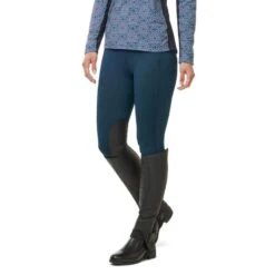 Kerrits Women's Fleece Lite II Knee Patch Tights - Lagoon Herringbone -Equestrian Supplies 688810 800 800