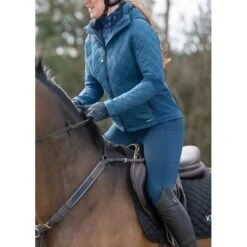 Kerrits Women's Fleece Lite II Knee Patch Tights - Lagoon Herringbone