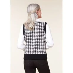 EQL Women's Houndstooth Sweater Vest - Black/Soft White -Equestrian Supplies 694434 800 800