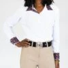 Romfh Women's Lindsay Long Sleeve Show Shirt - White/Mahogany Bit Floret -Equestrian Supplies 697740 800 800