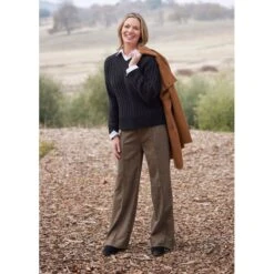 EQL Women's Chelsea Houndstooth Plaid Wide Leg Pants - Camel/Black 11 EQL Women's Chelsea Houndstooth Plaid Wide Leg Pants - Camel/Black -Equestrian Supplies 700266 800 800