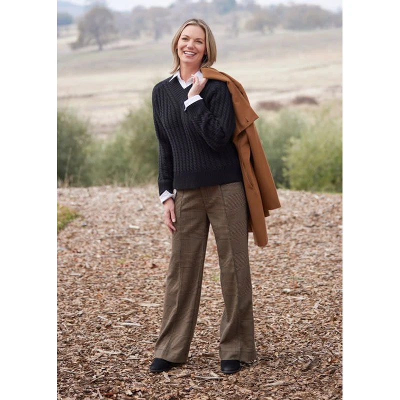 EQL Women's Chelsea Houndstooth Plaid Wide Leg Pants - Camel/Black 7 EQL Women's Chelsea Houndstooth Plaid Wide Leg Pants - Camel/Black - Image 5