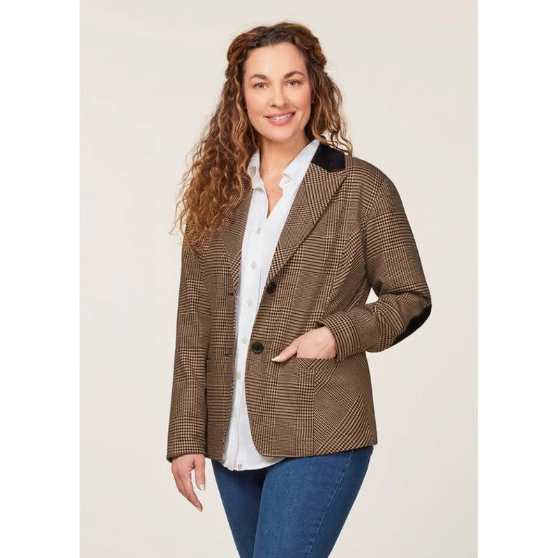 EQL Women's Chelsea Houndstooth Plaid Blazer - Camel/Black 6 EQL Women's Chelsea Houndstooth Plaid Blazer - Camel/Black - Image 4