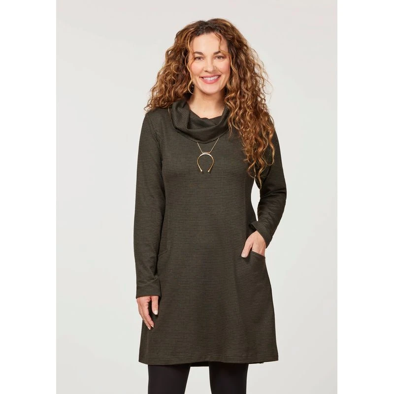 EQL Women's Textured Cowl Neck Dress - Evergreen 4 EQL Women's Textured Cowl Neck Dress - Evergreen - Image 2