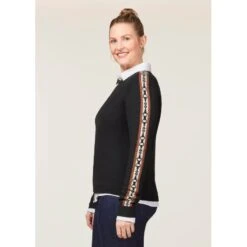 EQL Women's Snaffle Stripe Sweater - Black/Caramel -Equestrian Supplies 711396 800 800