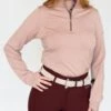 Romfh Women's Aachen Mock Zip Long Sleeve Shirt - Cowboy Pink/Mahogany -Equestrian Supplies 714705 800 800