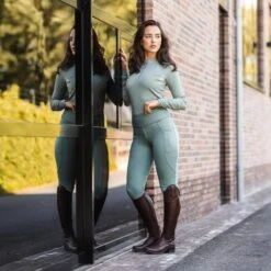 B Vertigo Women's Evelina Full Seat Winter Tights - Lily Pad -Equestrian Supplies 716781 800 800